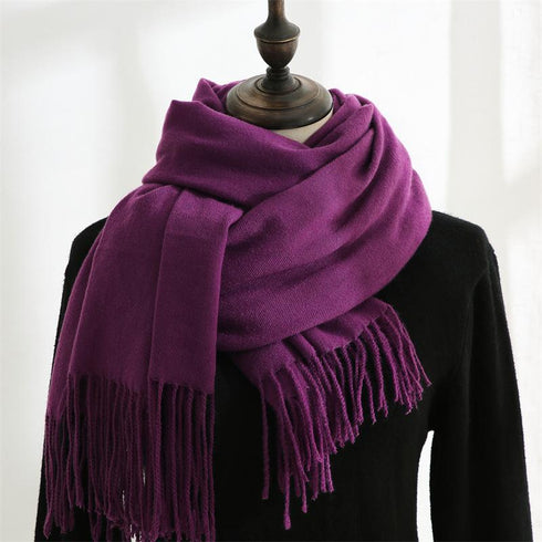 Solid color cashmere scarf fashion tassel scarf